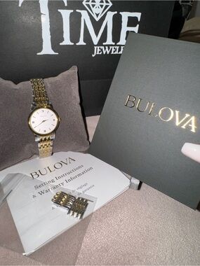 Bulova Two-Tone Gold and Silver Bracelet Watch with White Dial